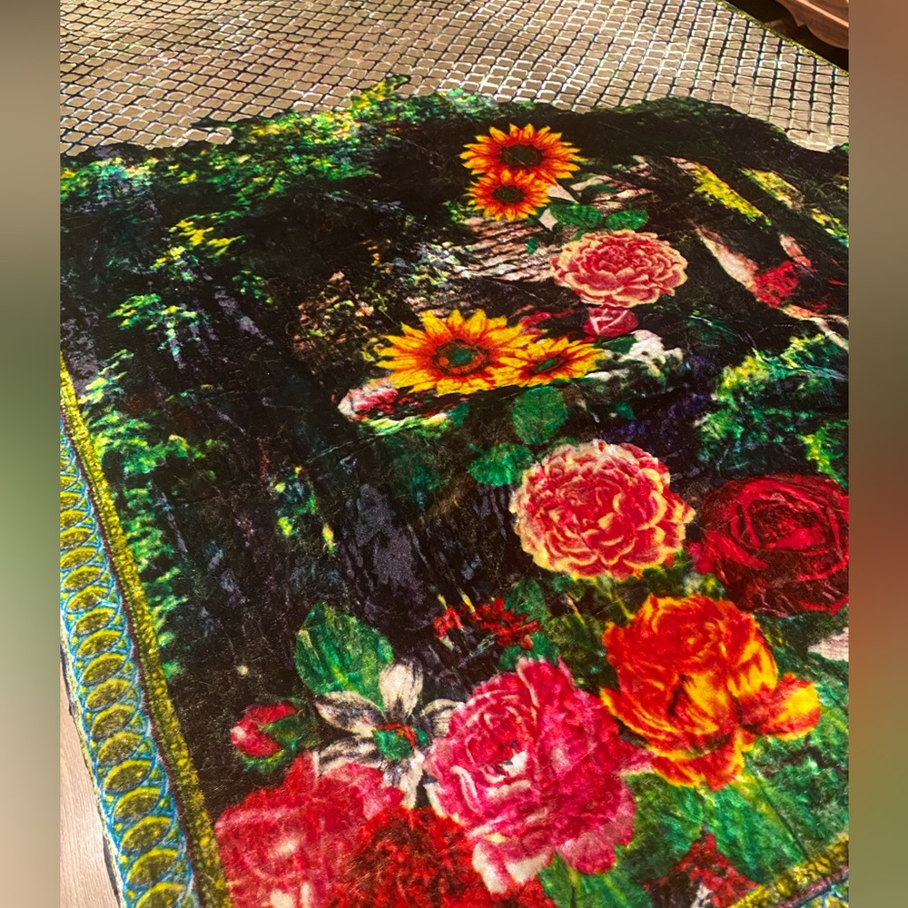 Huge Vintage Crushed Velvet Tablecloth Runner Scarf Shawl